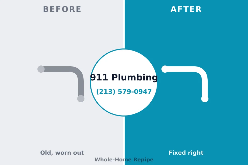 Before and after: plumbing repair Wilmington Manor, DE